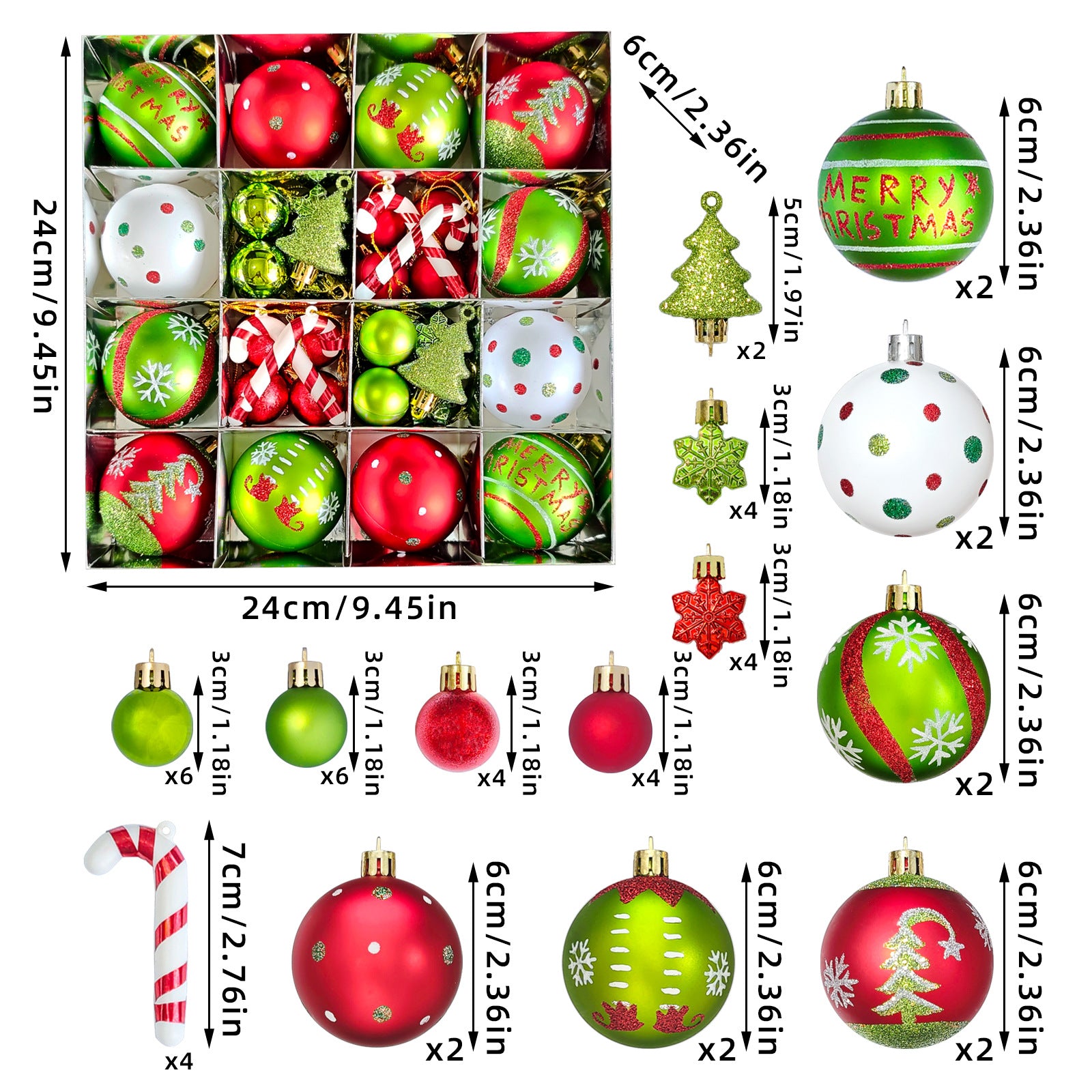 6cm Electroplated Christmas Ornament Ball with Hand-Painted Designs