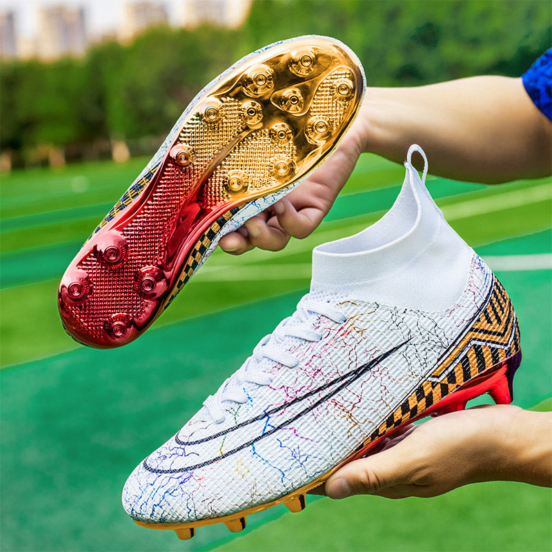 High-Top Soccer Shoes – Gold-Plated Bottom, Perfect Students