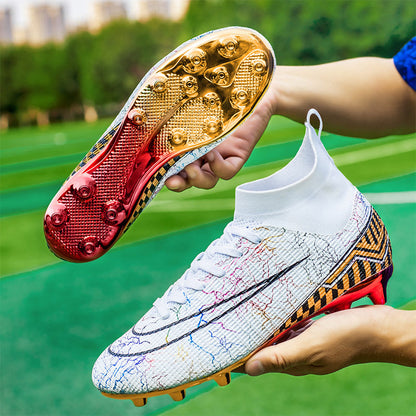 High-Top Soccer Shoes – Gold-Plated Bottom, Perfect Students