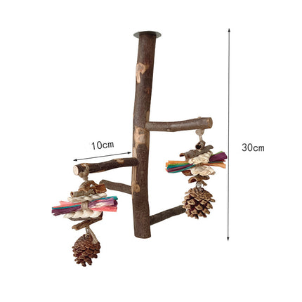 Buy Wooden Parrot Stand Pole Toy for Birds Cage Play and Rest