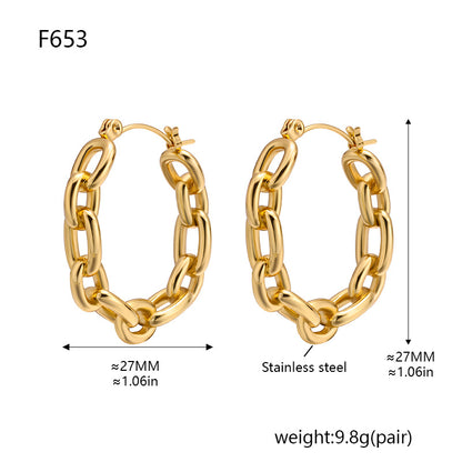 Euro-American Style Stainless Steel Chain C-Shaped Earrings