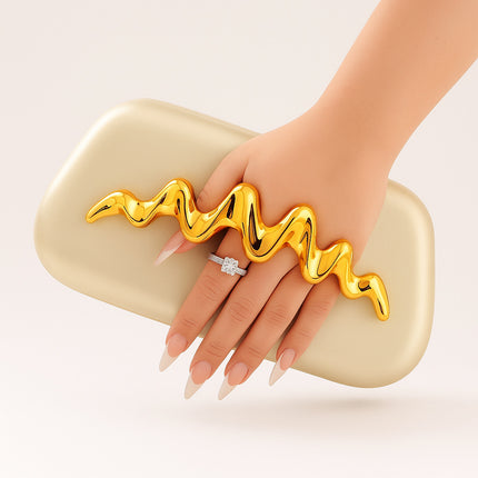 Fashionable Irregular Shaped PU Wrist Bag for Evening Events