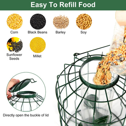 Squirrel-Proof Metal Bird Feeder with 4 Ports for Songbirds