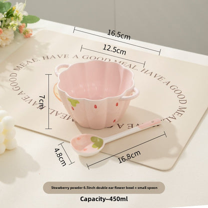 Cream Style Double Ear Soup Bowl for Dining and Meals