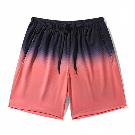 Summer Gradient Ice Silk Shorts – Men's Beach & Sports Pants