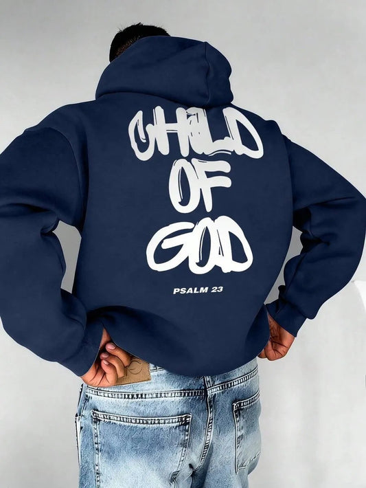 Men’s Letter-Print Hoodie – Fleece-Lined Pullover Top Comfort