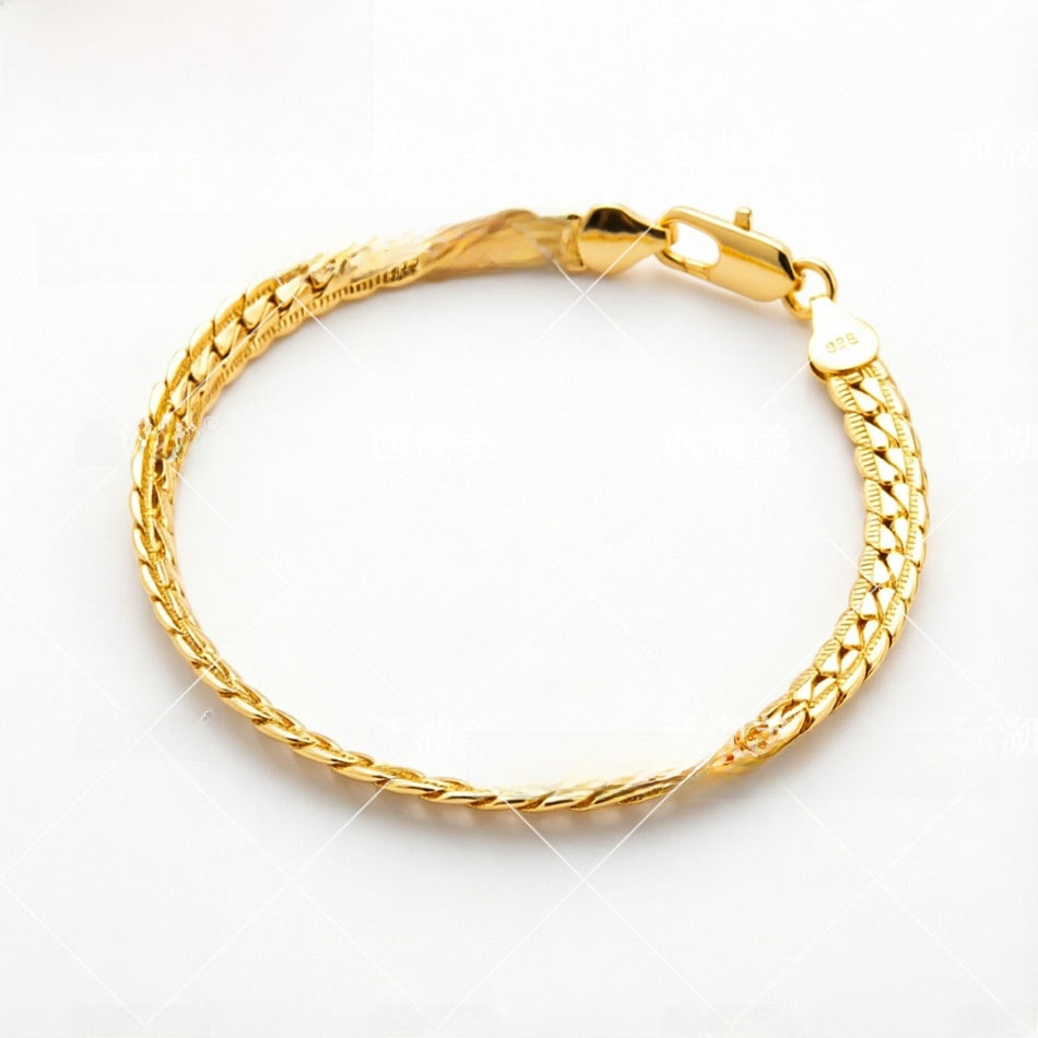6mm Gold Plated Double Sided Snake Skin Bracelet