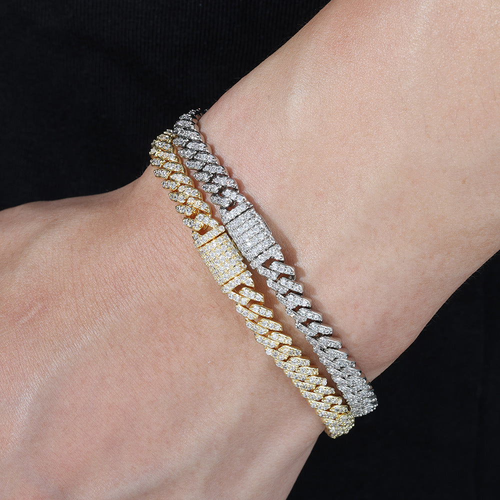 6mm Single Row Full Zircon Cuban Chain Bracelet