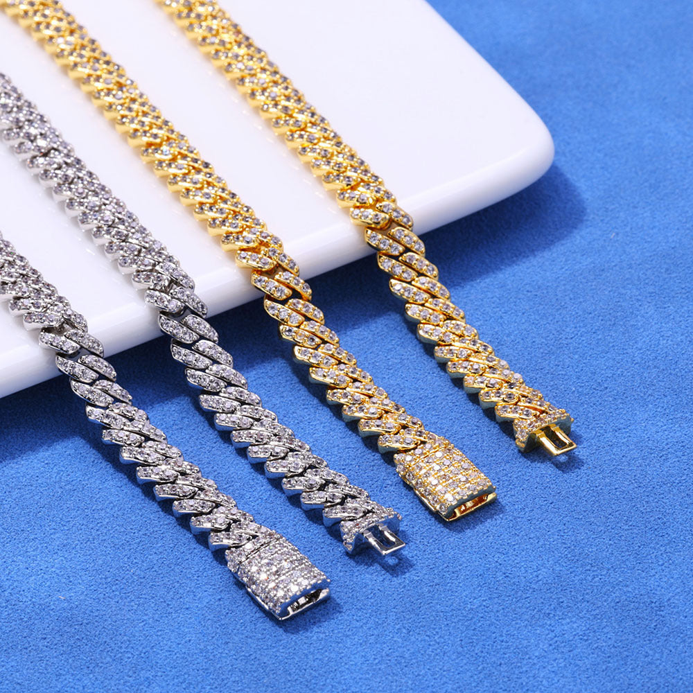 6mm Single Row Full Zircon Cuban Chain Bracelet