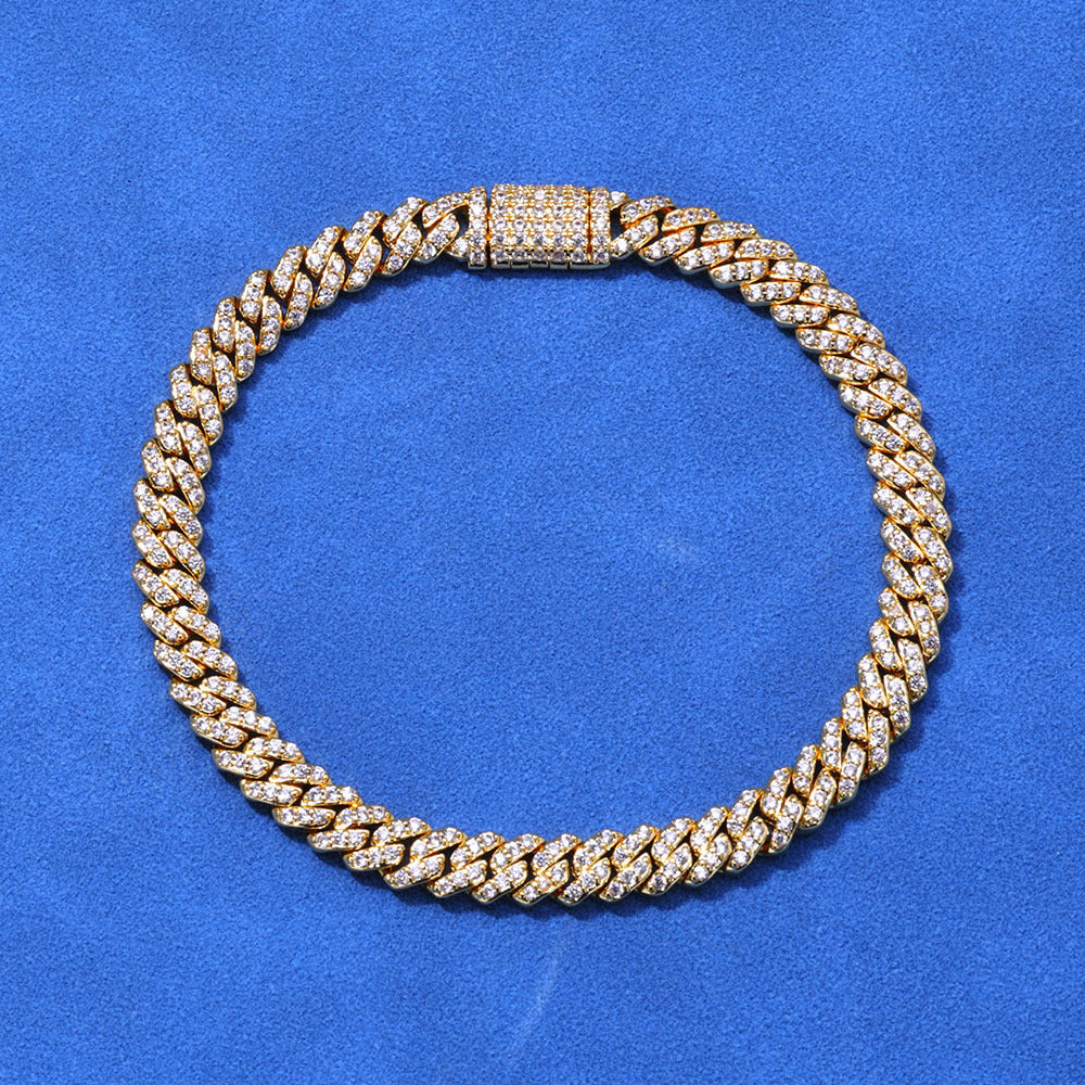 6mm Single Row Full Zircon Cuban Chain Bracelet