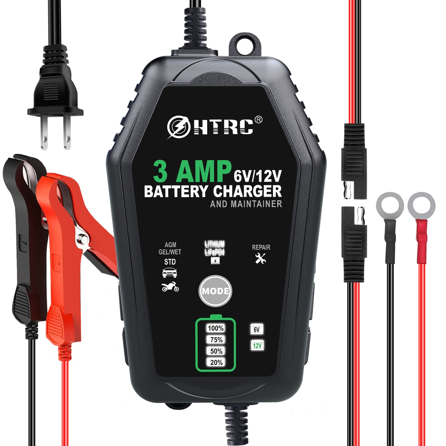 6V 12V 3A Car Motorcycle Battery Charger