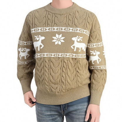Winter Christmas Pullovers Sweater For Men  Round Neck Tops