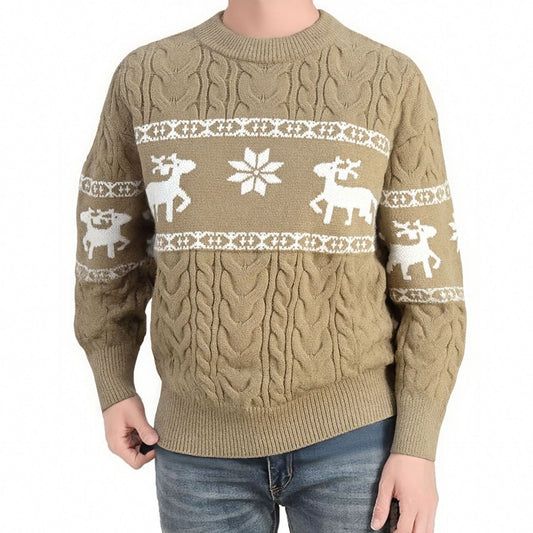 Winter Christmas Pullovers Sweater For Men  Round Neck Tops