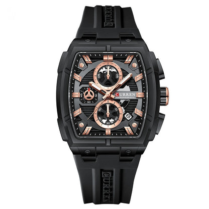 Kairun Waterproof Calendar Six-Hand Adhesive-Tape Mens Quartz Watch