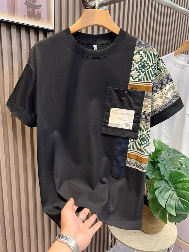 Buy Men's T-shirt Summer Work Style Color Matching Top