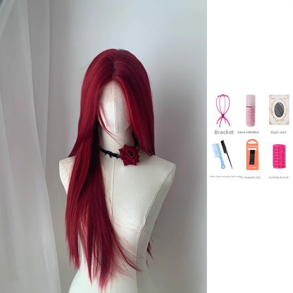 70cm long straight hair, a scumbag girl in sea King Red