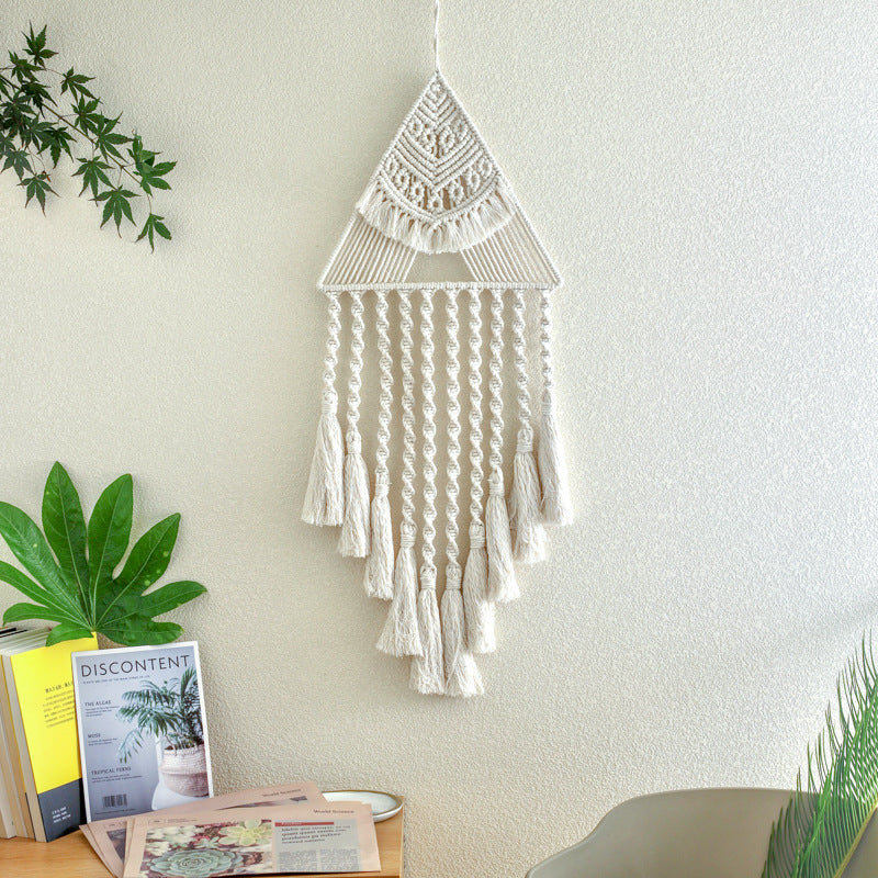 Triangle Dream Catcher Pendant Unique Handwoven Home Accent