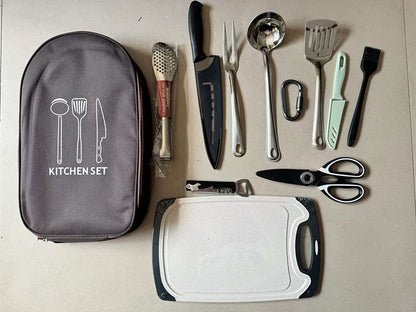 Outdoor Stainless Steel Camping Cookware Set Portable Kit