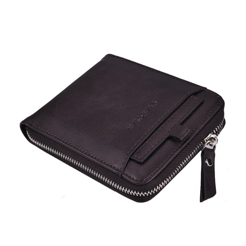Mens Retro Multi-Card Zipper Wallet Classic Daily Carry