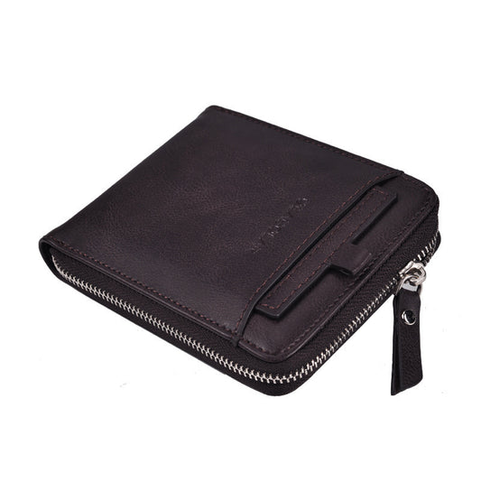 Mens Retro Multi-Card Zipper Wallet Classic Daily Carry