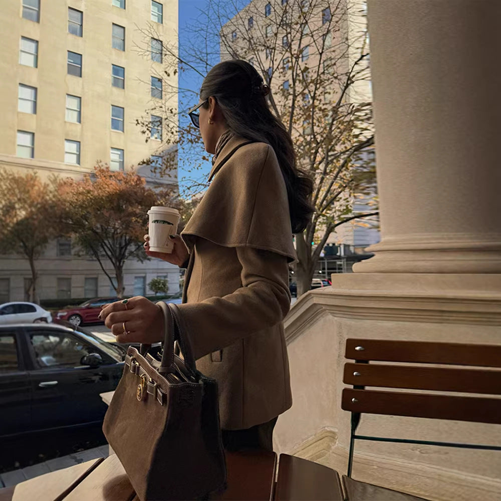 British-style Patchwork Two-Piece Cinched Trench Coat Women