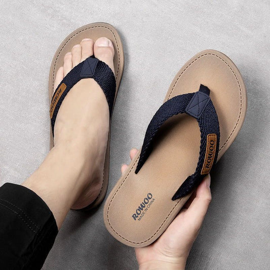 Men’s Stylish Non-Slip Fabric-Strapped Beach Sandals Outdoors