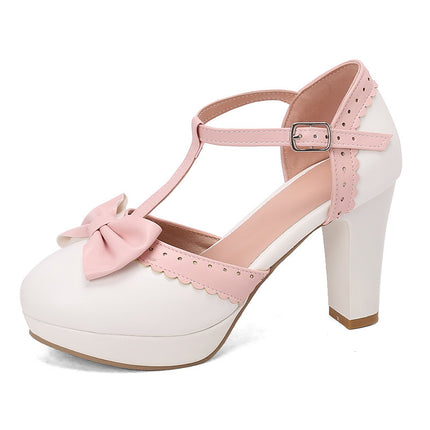 Bow-Embellished Closed-Toe Hollow-Out High-Heeled Sandals