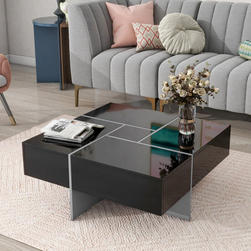 Unique Design Coffee Table – 4 Hidden Storage Compartments