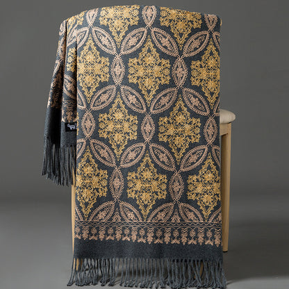 Buy Autumn Winter Golden Silk Lily Embroidered Xinjiang Cashmere