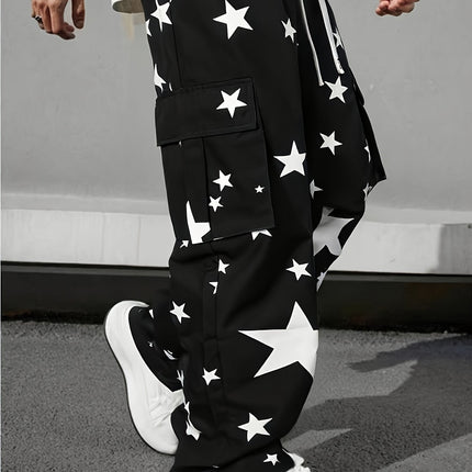 Loose Fit Men's Work Pants with Adjustable Drawstring Waist