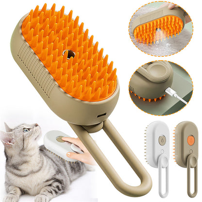 3-in-1 Electric Steam Pet Brush – Hair Removal & Massage Comb