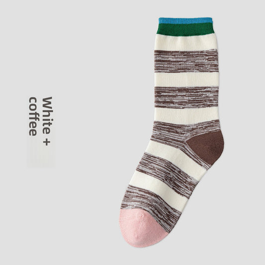 Women's Striped Cotton Antibacterial Long Socks