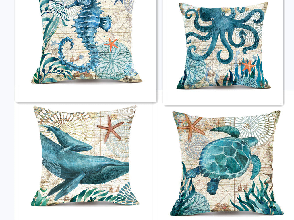 Sea Turtle Printed Cushion Covers  Stylish Throw Pillow Cases