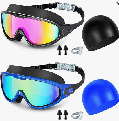 Large Frame Anti Fog Swimming Goggles With Earplugs Uses Now