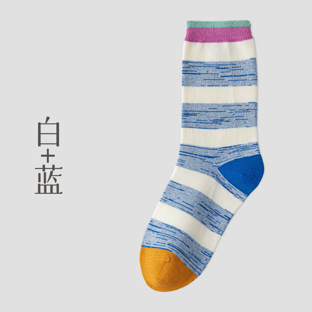 Women's Striped Cotton Antibacterial Long Socks