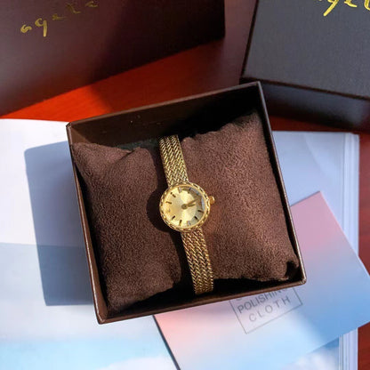 Vintage Square Watch for Women with Dainty Wheat Design