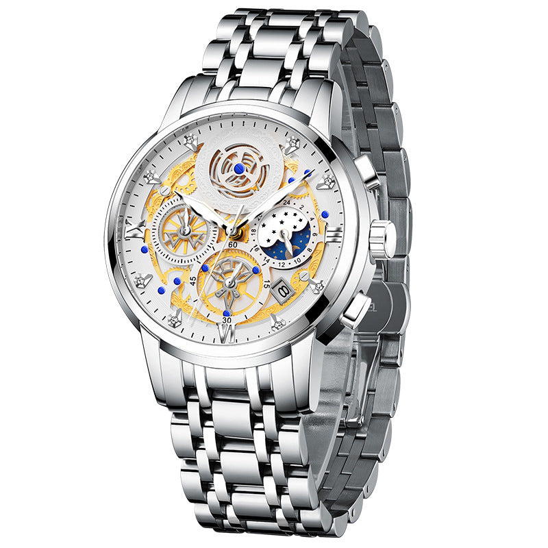 Men's Stainless Steel Multifunction Quartz Watch