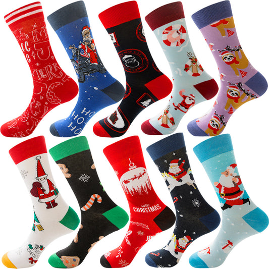 Men’s Autumn Diamond Patterned Socks Christmas Fruit Patterns