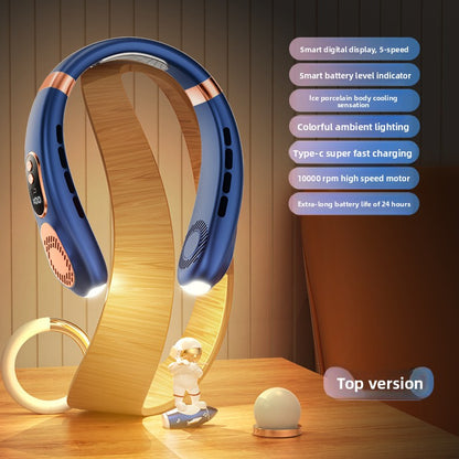 Portable Bladeless Neck Fan with USB Charging and Airflow
