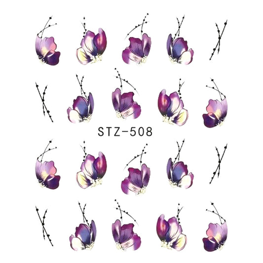 Buy Cute Butterfly Flower Nail Sticker Water Transfer Design.