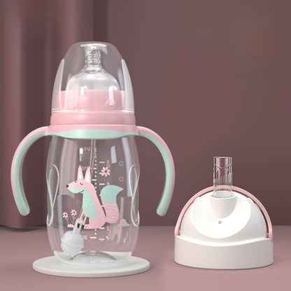 Baby Bottle with Straw Handle Wide Mouth for Daily Feeding