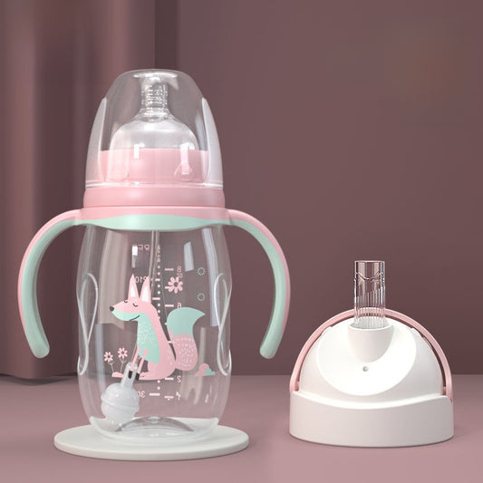 Baby Bottle with Straw Handle Wide Mouth for Daily Feeding