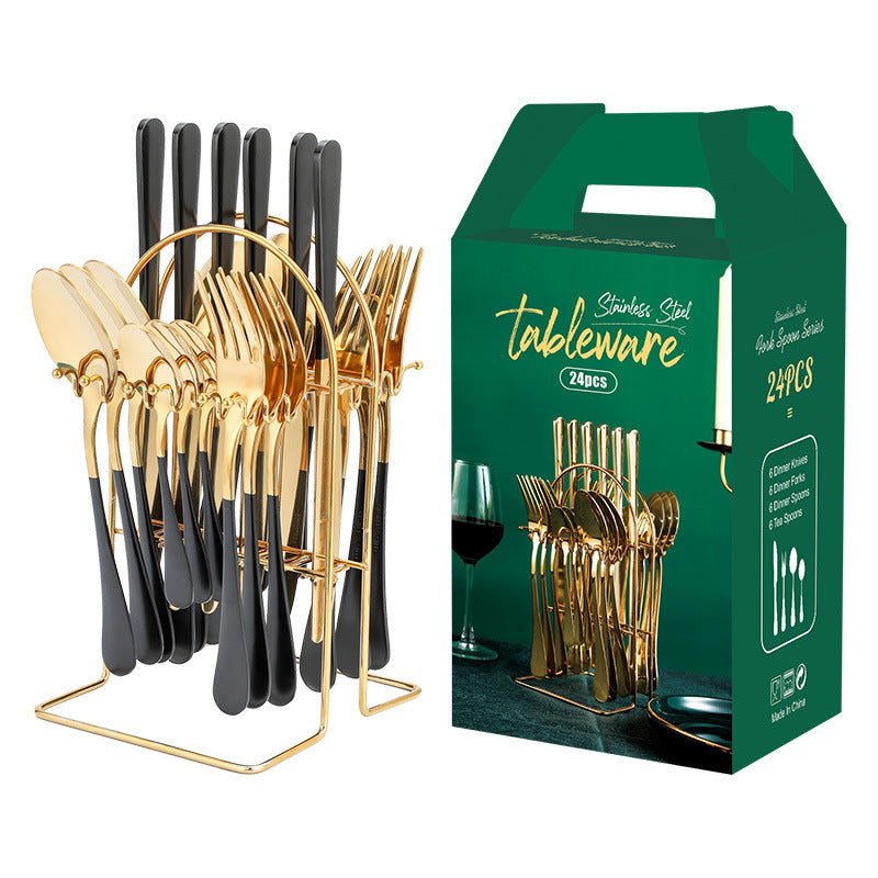 Gold Dinnerware Set Stainless Steel Knife Fork Spoon Luxury