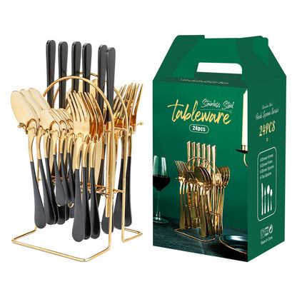 Gold Dinnerware Set Stainless Steel Knife Fork Spoon Luxury