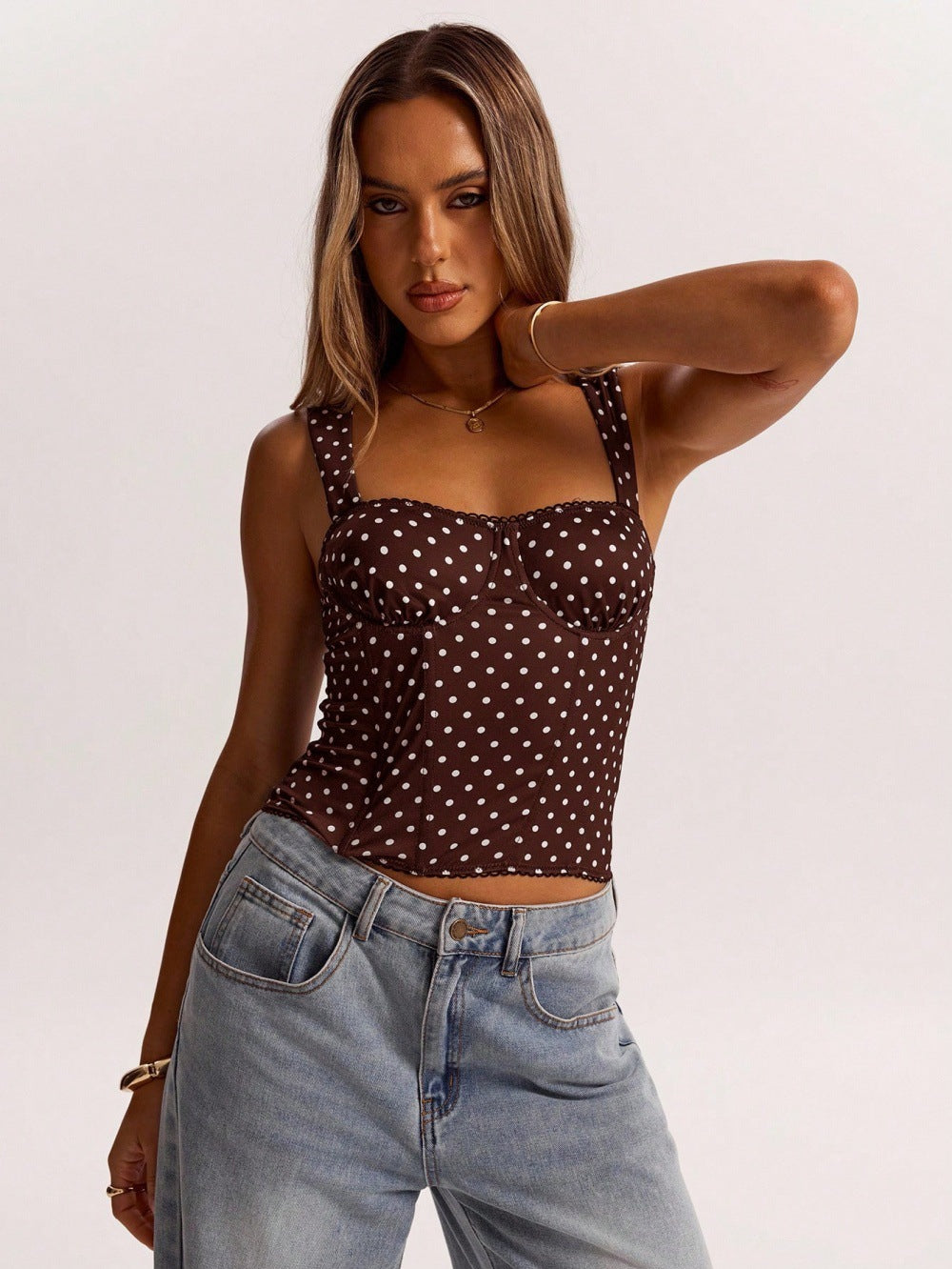Buy Polka-Dot Printed Underwire Camisole For Parties And Dates