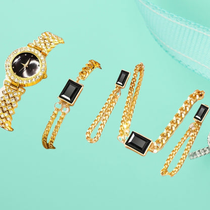 Colorful Crystals Quartz Jewelry Suit with Watch Stylish Set