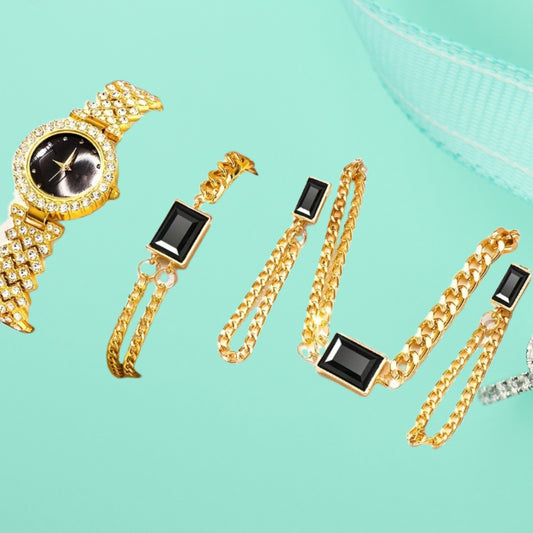Colorful Crystals Quartz Jewelry Suit with Watch Stylish Set