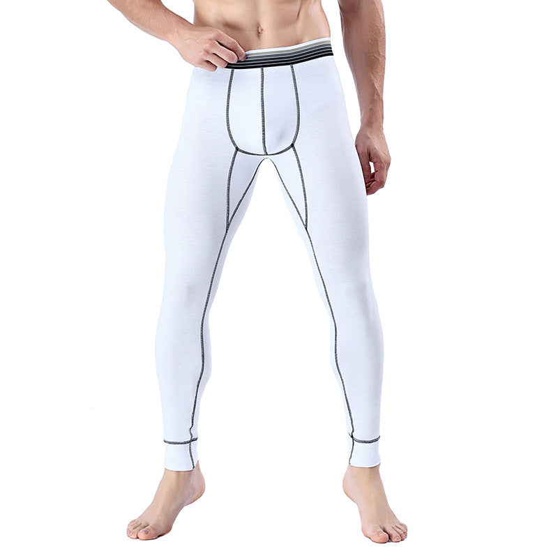 Men’s Cropped Long Johns Warm Cotton Belly Control Bottom Pants