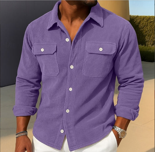 Men’s Loose-fit Corduroy Shirt-coat – Comfortable & Stylish