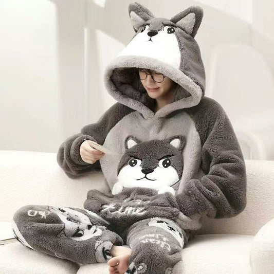 Buy Mens Thickened Cartoon Plus Size Pajama Set Winter Wear